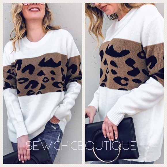 Leopard Printed Pullover Sweater - Picture 1 of 8